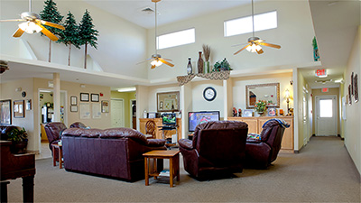 Decorated family room with comfortable furnishings
