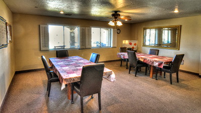 Open family-style dining room