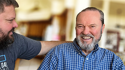 Father and son happy together