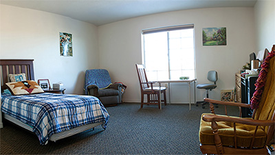 Senior care decorated private bedroom