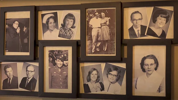 Old photos in a picture frame