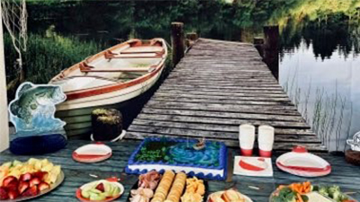 Beautiful boat with food placed for enjoyment