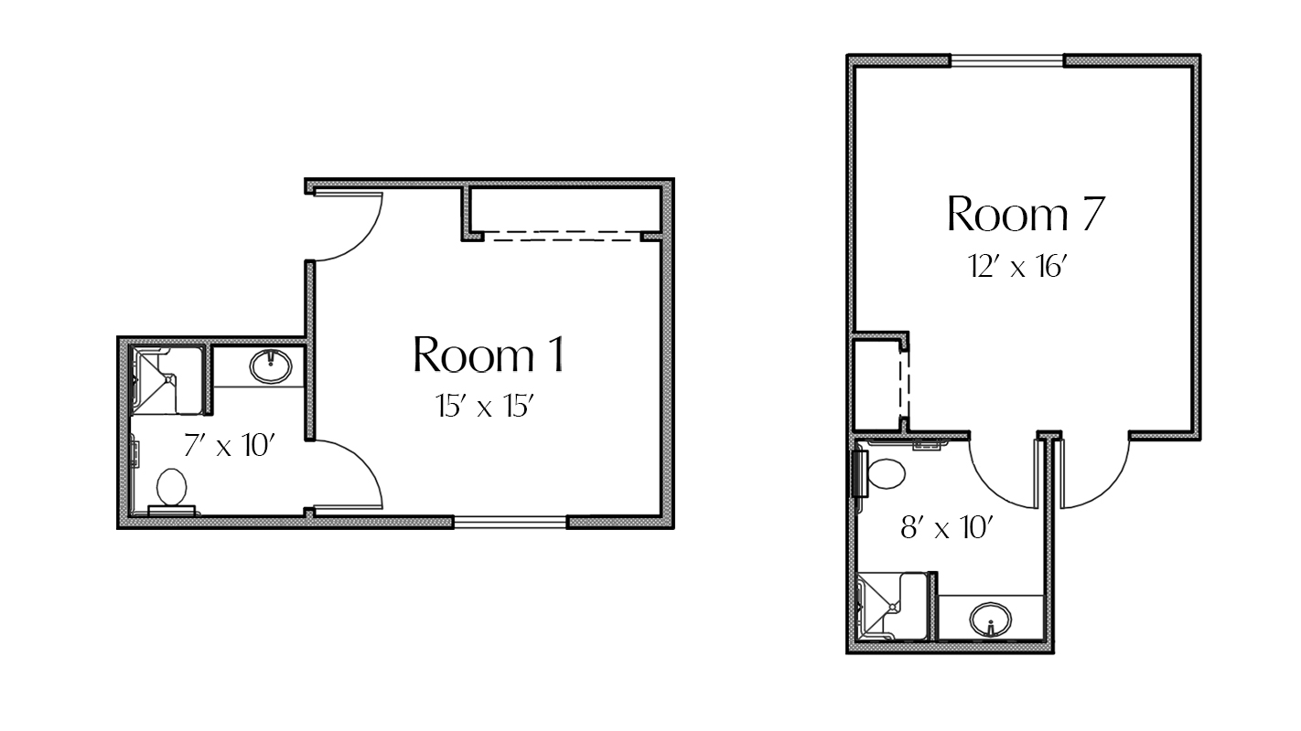 Resident room layouts in our Sandia House