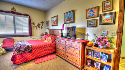 Private resident bedroom decorated in southwest style