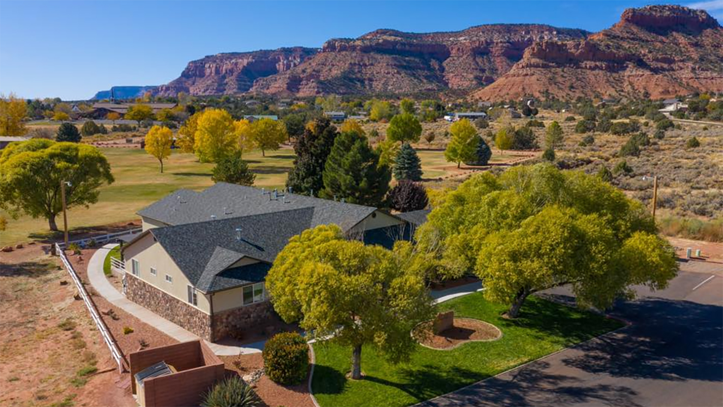 Beautiful aerial view of the BeeHive Homes of Kanab, UT