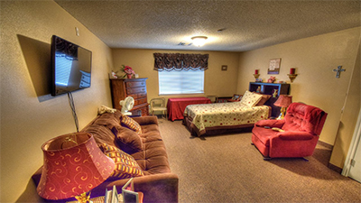Memory care resident personalized and furnished bedroom