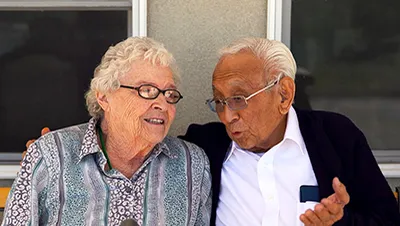 Elderly couple chatting