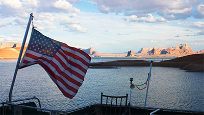 Padre Bay and the channel at Lake Powell class=