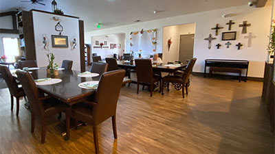 Enjoy mealtime together in our family style dining room