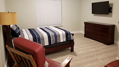 Comfortable rooms each have their own attached ADA approved private bathroom