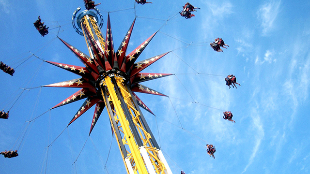 Flying carousel at Six Flags Fiesta Texas theme park