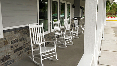 Beautiful front porch with rocking chairs