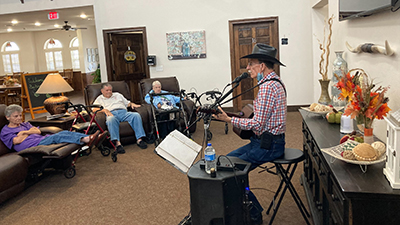 Seniors gathered to listen to an entertainer/singer