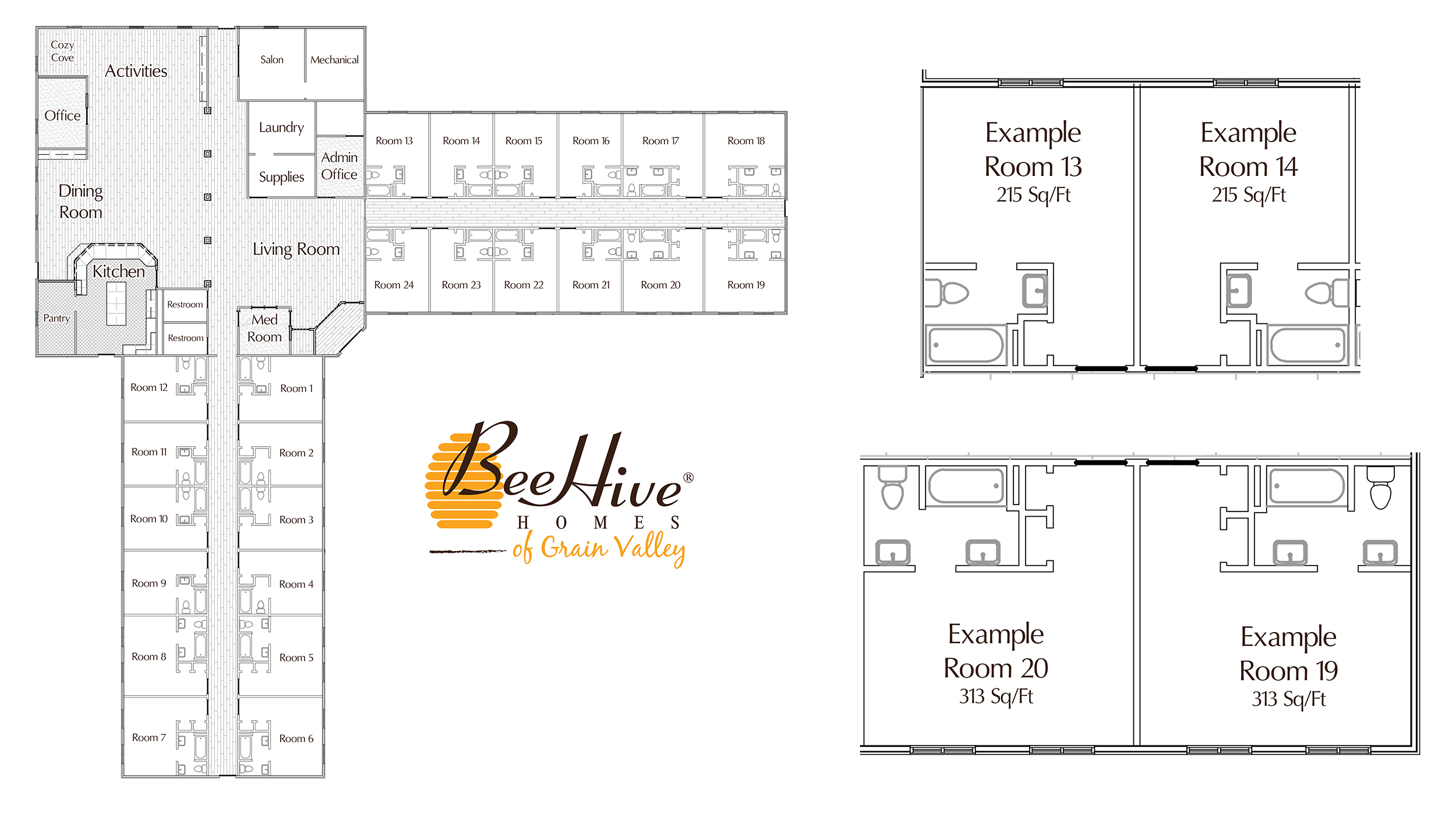 The 24-bed BeeHive Homes of Grain Valley Master floorplan