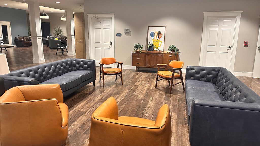 Spacious living room for senior activities and compassionate care