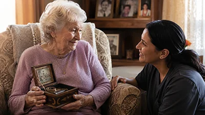 Senior receiving compassionate dementia support in Sandy, UT